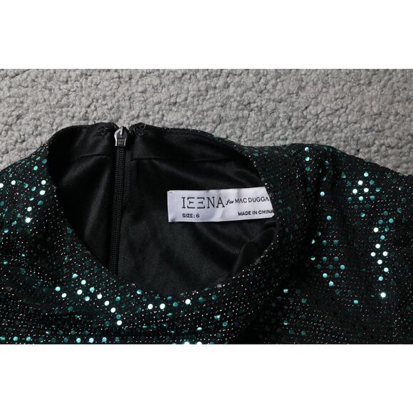 New Mac Duggal Leena Gown 6 Green Sequins Disco Stretch Blouson Sleeve 26576 - Picture 7 of 13
